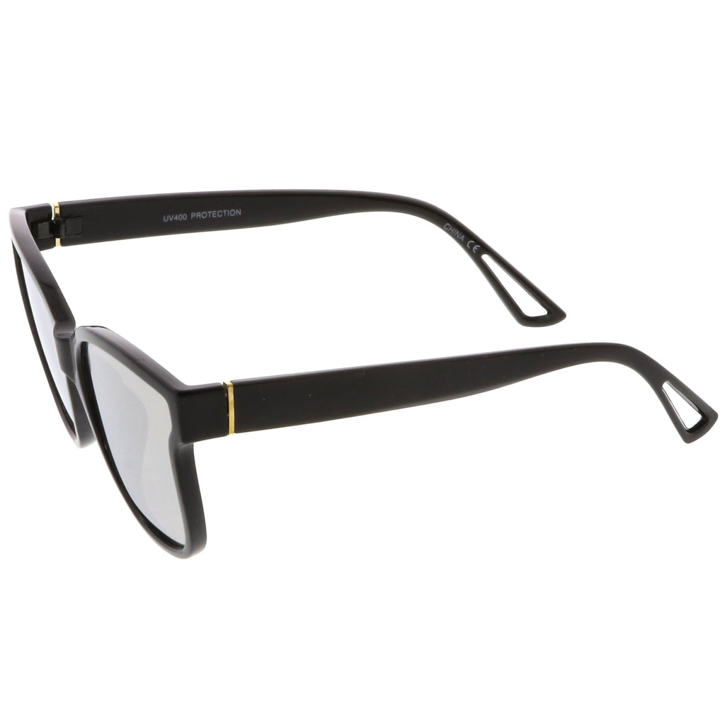 Women's Horned Rim Flat Infinity Mirrored Lens Sunglasses C330
