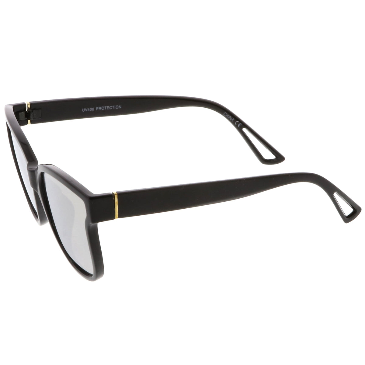 Women's Horned Rim Flat Infinity Mirrored Lens Sunglasses C330