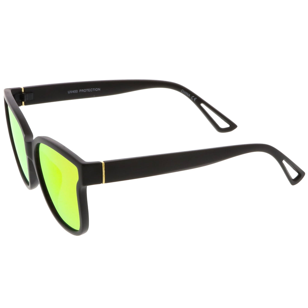 Women's Horned Rim Flat Infinity Mirrored Lens Sunglasses C330
