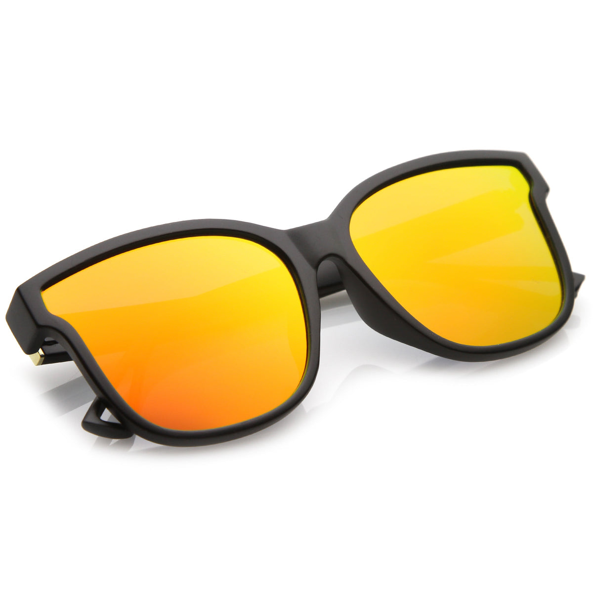 Women's Horned Rim Flat Infinity Mirrored Lens Sunglasses C330
