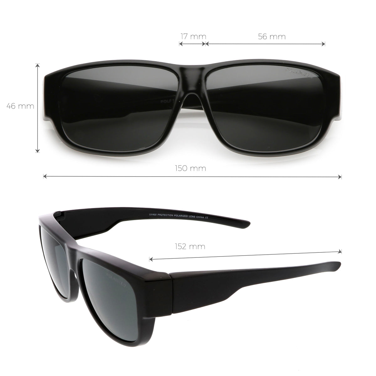 Polarized Lens Chunky Temple Square Horn Rimmed Sunglasses C332
