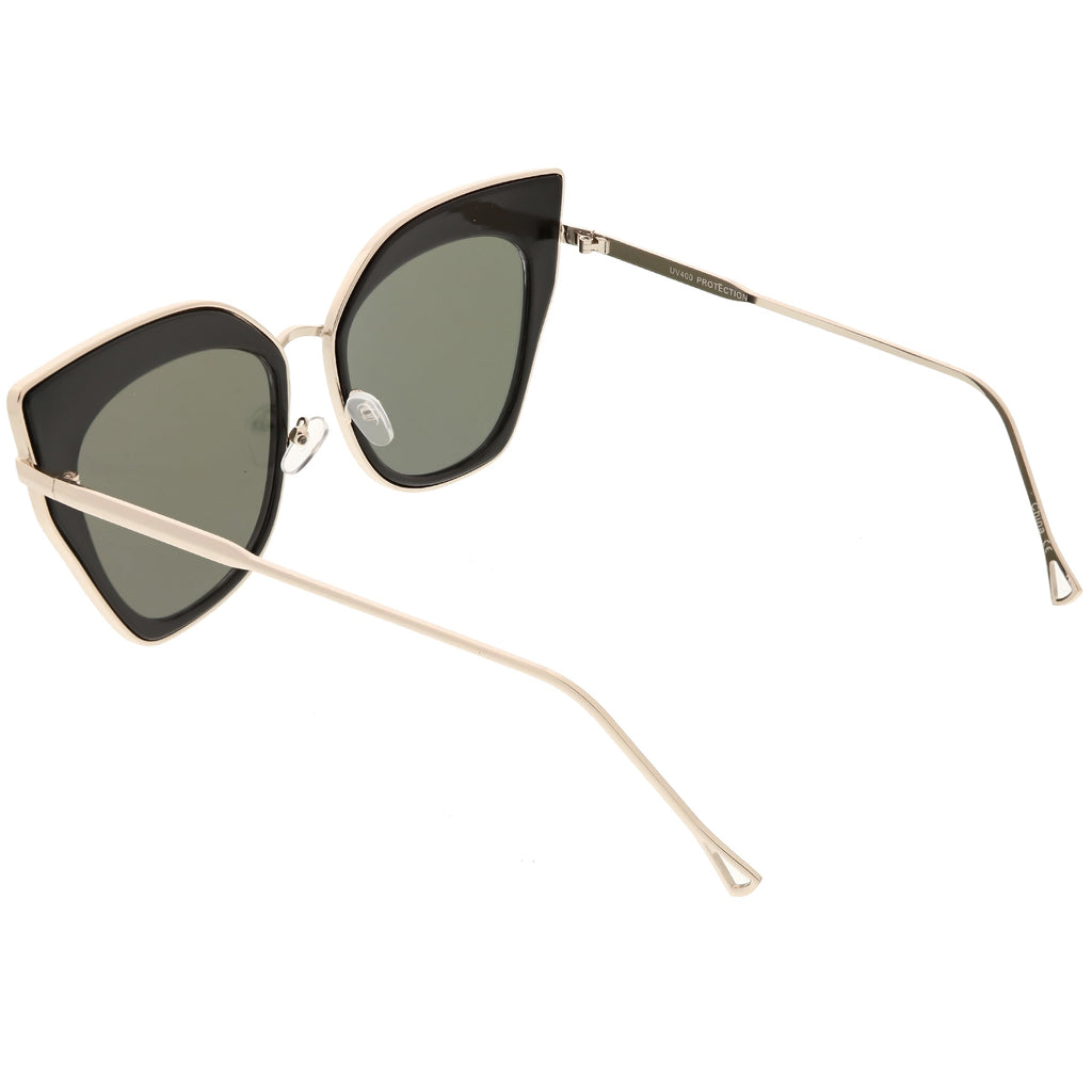 Women's Oversize Mirrored Flat Lens Cat Eye Sunglasses C348