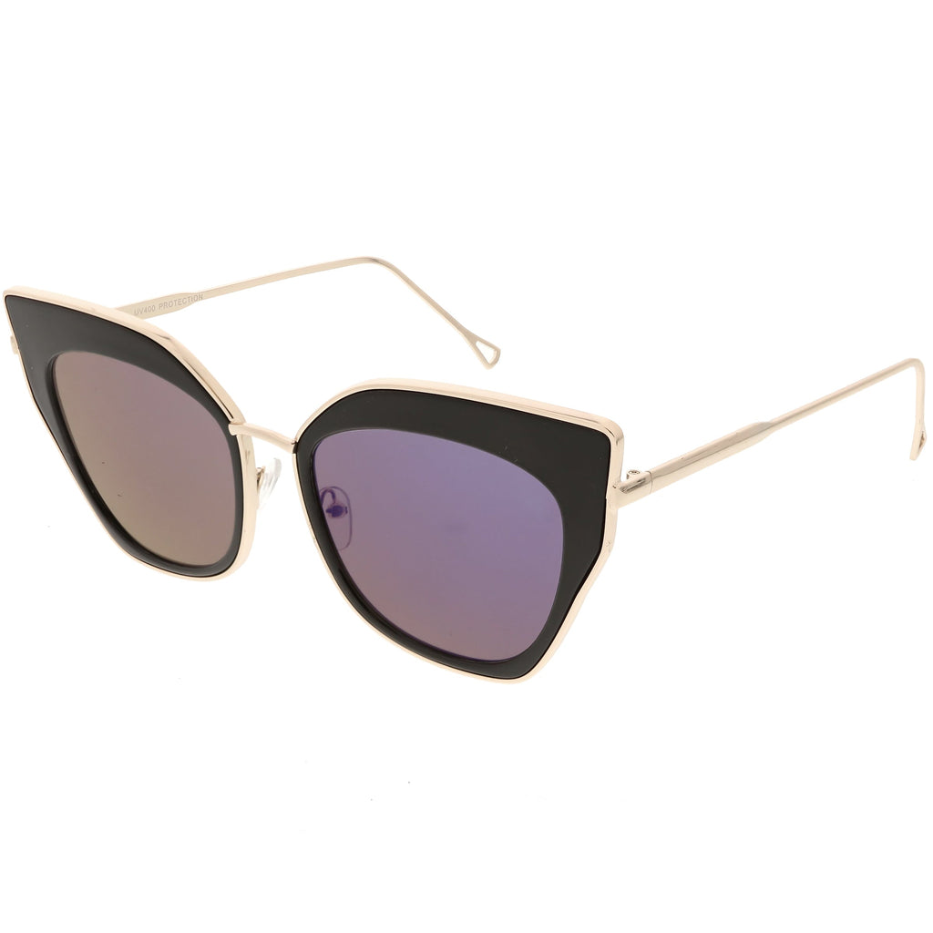 Women's Oversize Mirrored Flat Lens Cat Eye Sunglasses C348