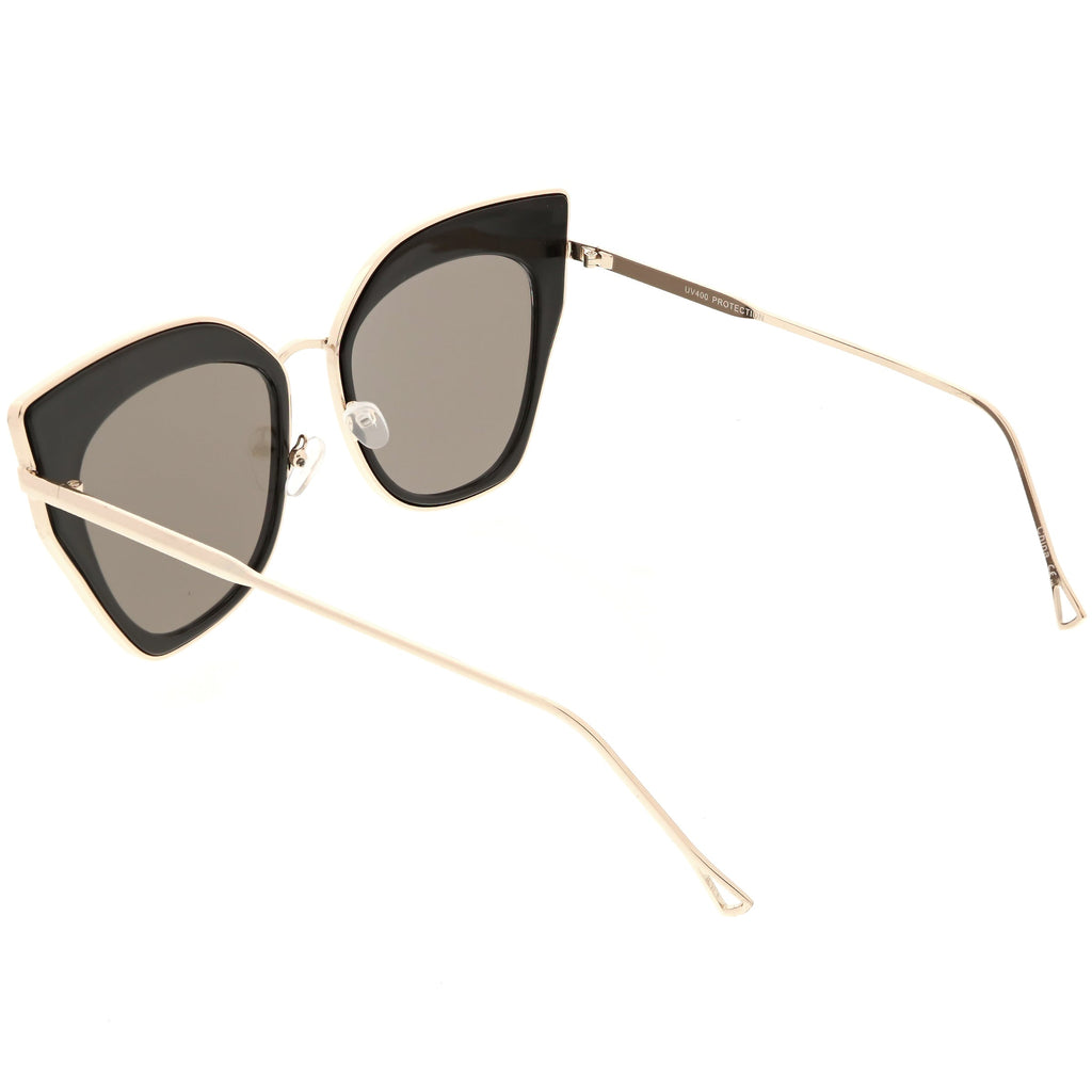 Women's Oversize Mirrored Flat Lens Cat Eye Sunglasses C348