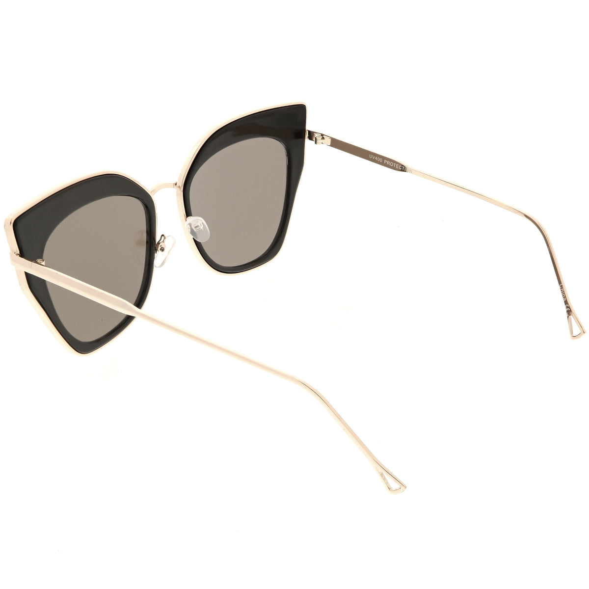 Women's Oversize Mirrored Flat Lens Cat Eye Sunglasses C348