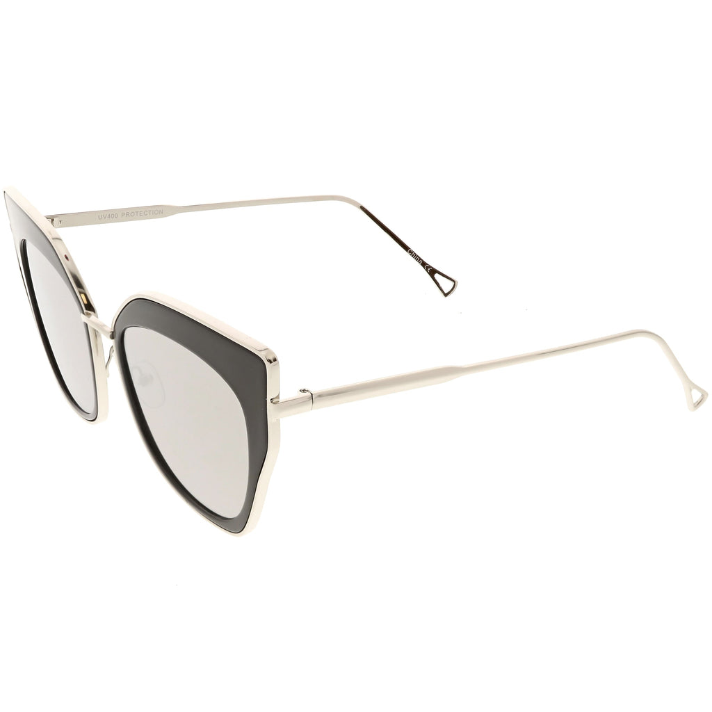 Women's Oversize Mirrored Flat Lens Cat Eye Sunglasses C348