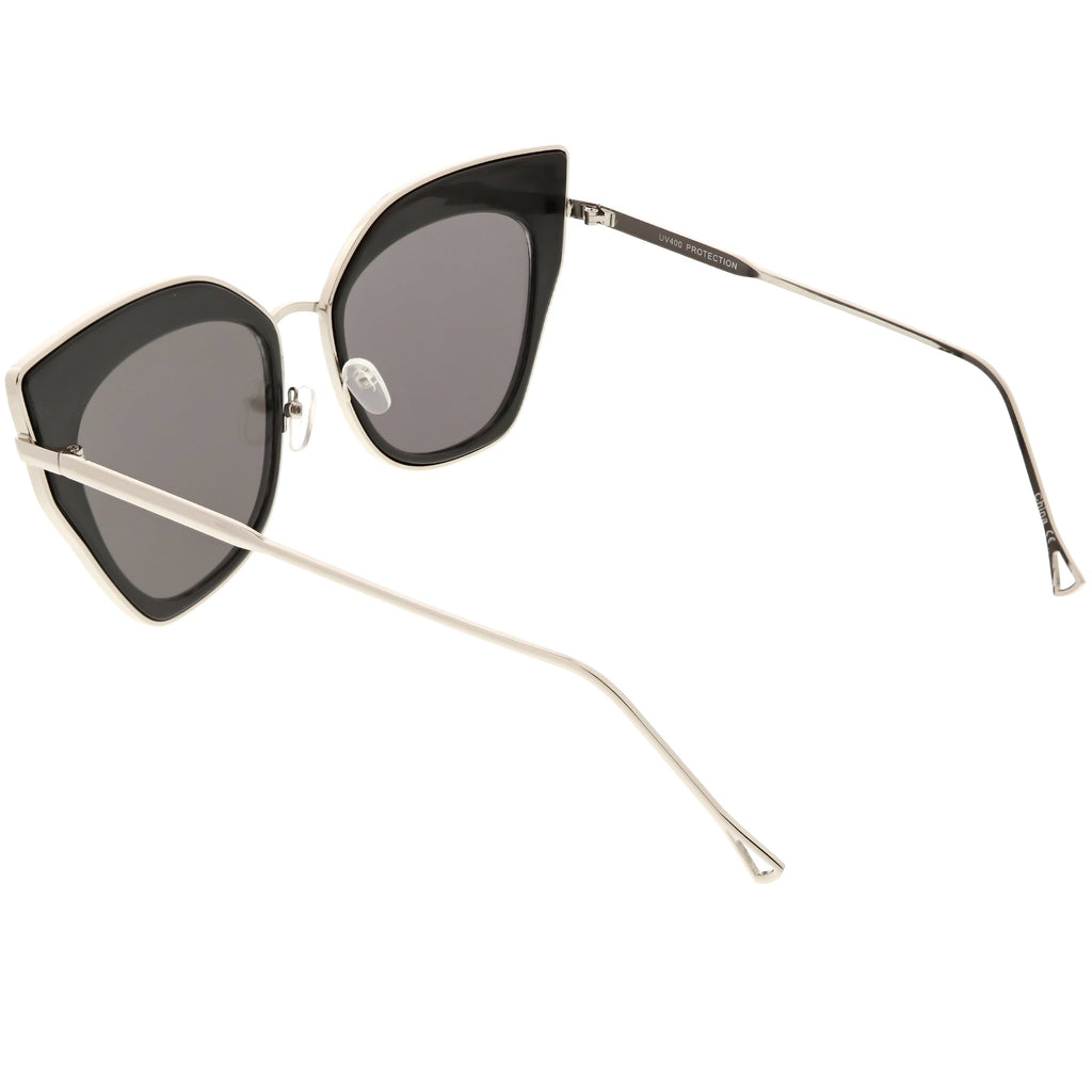 Women's Oversize Mirrored Flat Lens Cat Eye Sunglasses C348