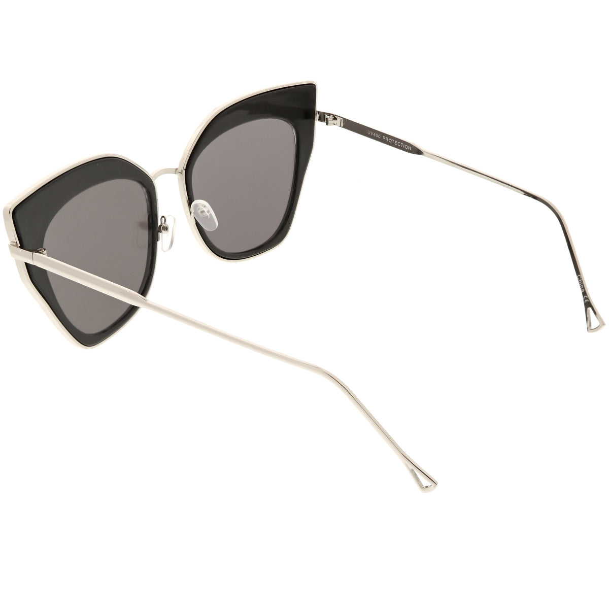 Women's Oversize Mirrored Flat Lens Cat Eye Sunglasses C348