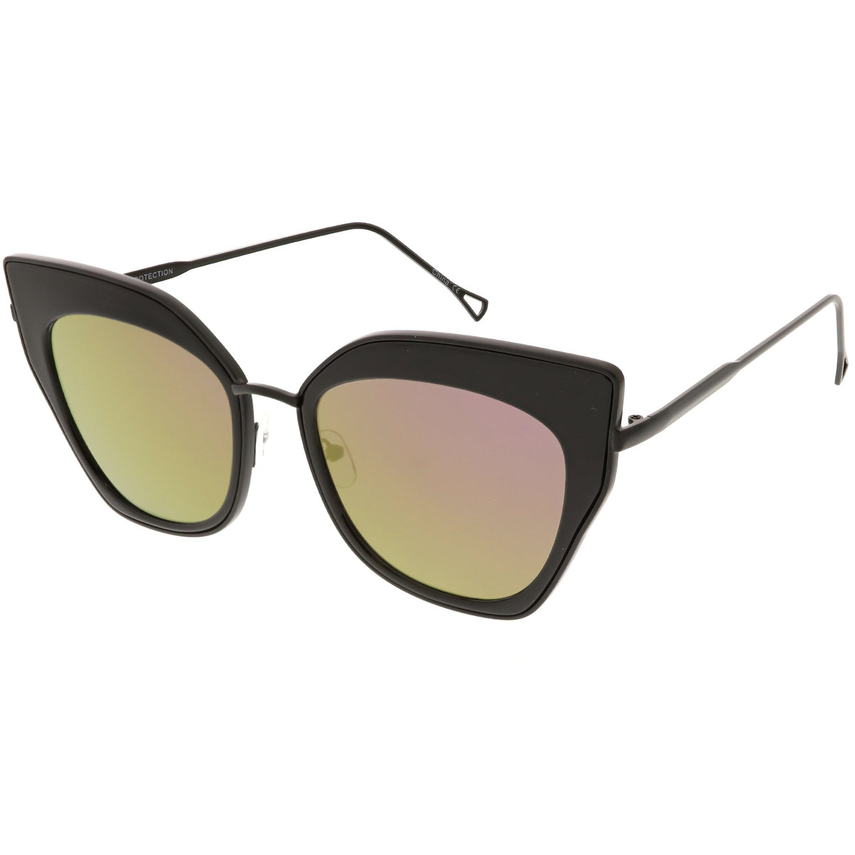 Women's Oversize Mirrored Flat Lens Cat Eye Sunglasses C348
