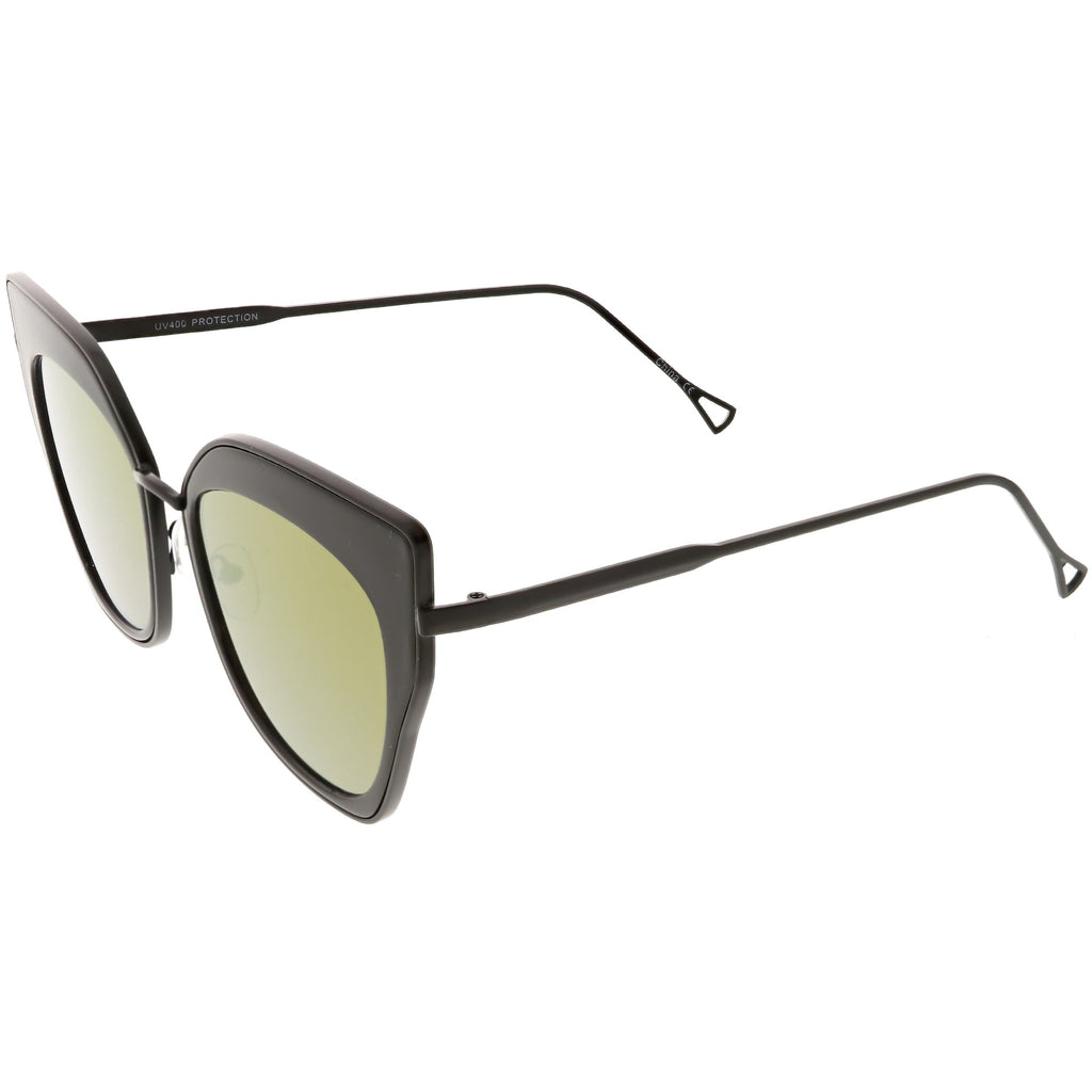Women's Oversize Mirrored Flat Lens Cat Eye Sunglasses C348