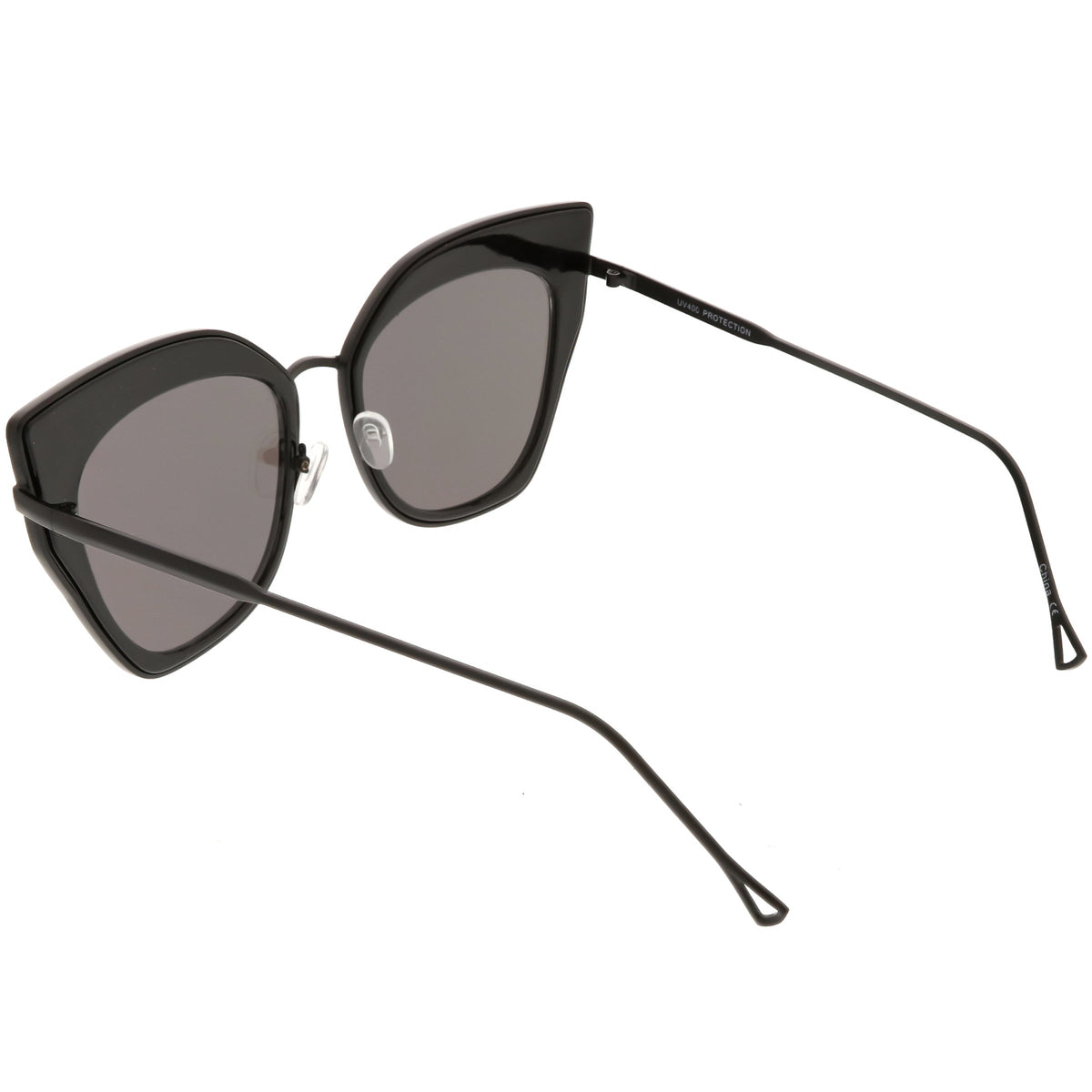 Women's Oversize Mirrored Flat Lens Cat Eye Sunglasses C348
