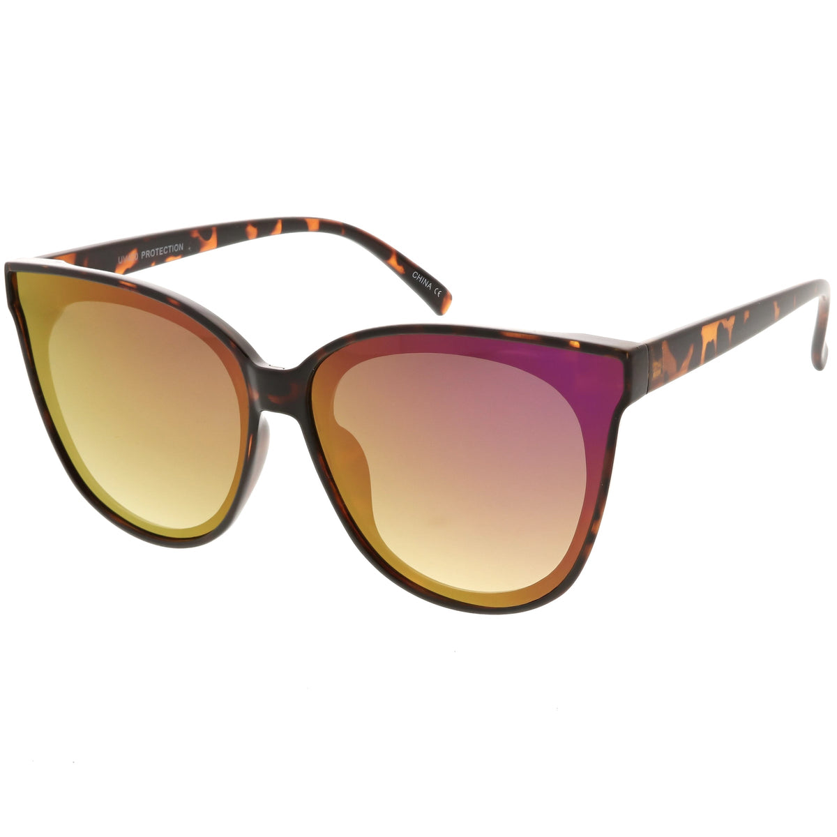Women's Modern Infinity Flat Mirrored Lens Cat Eye Sunglasses C349