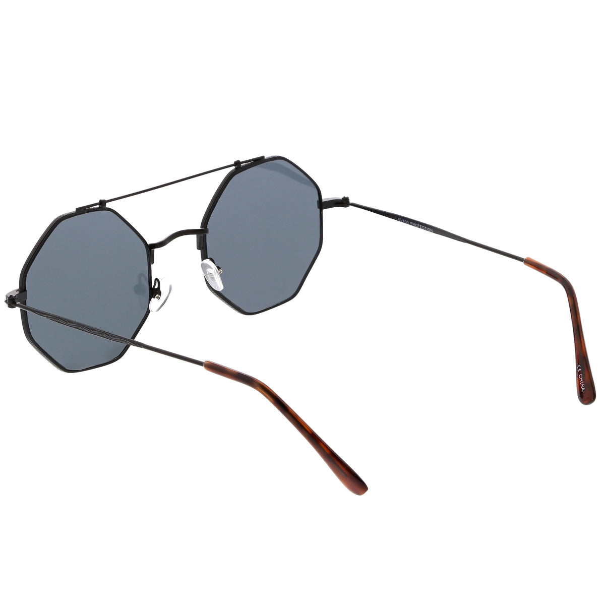 Retro Geometric Octagon Dapper Flat Lens Sunglasses C352