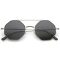 Retro Geometric Octagon Dapper Flat Lens Sunglasses C352