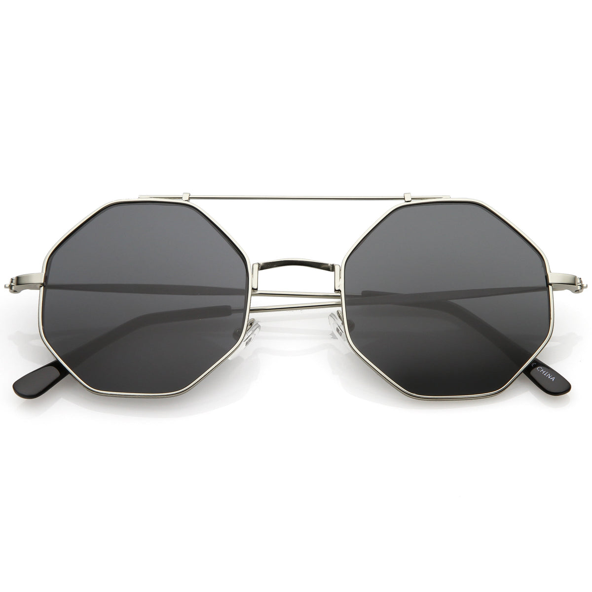 Retro Geometric Octagon Dapper Flat Lens Sunglasses C352