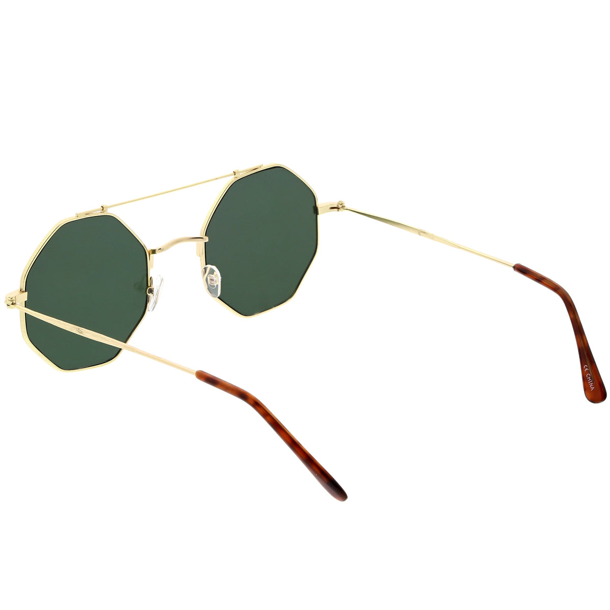 Retro Geometric Octagon Dapper Flat Lens Sunglasses C352