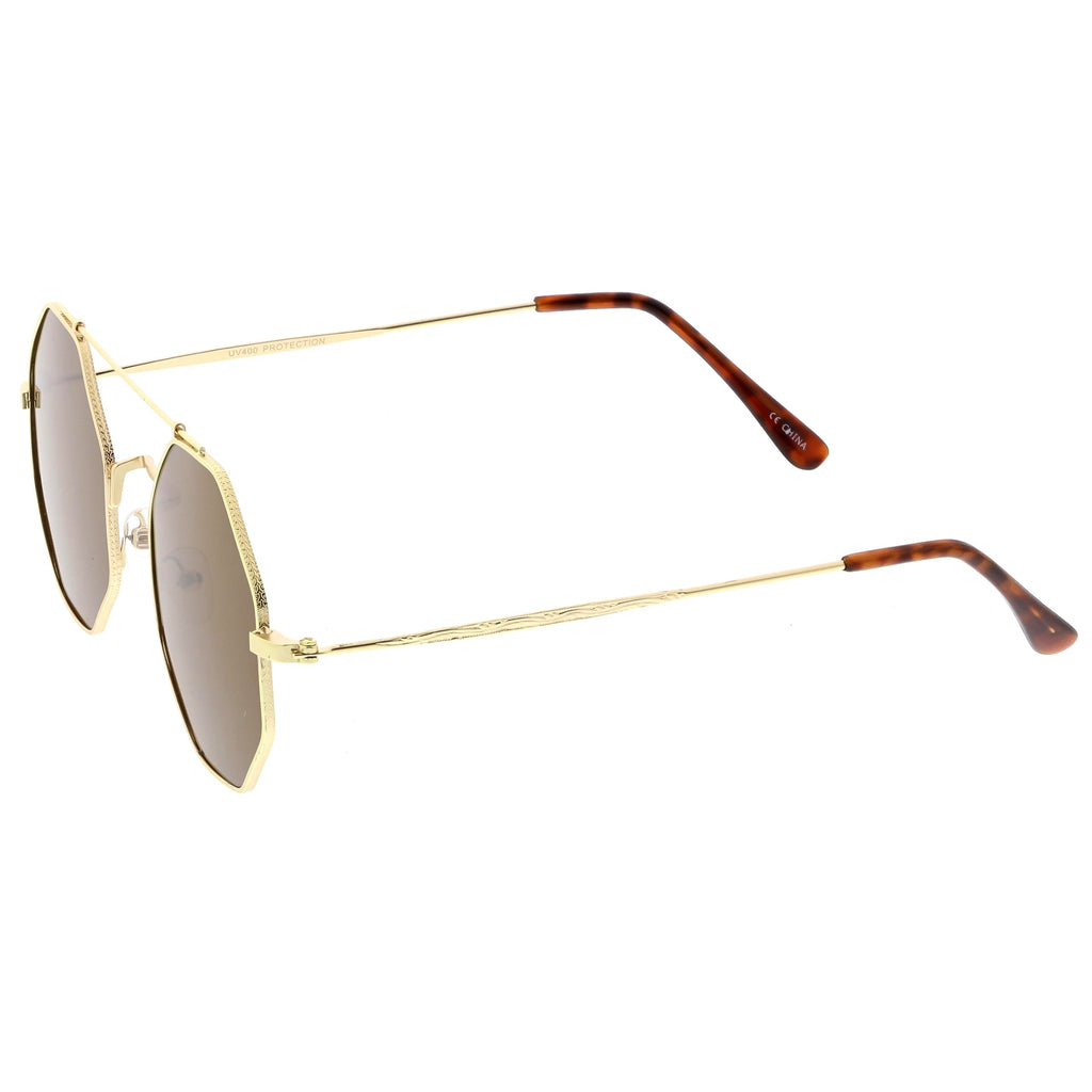 Retro Geometric Octagon Dapper Flat Lens Sunglasses C352