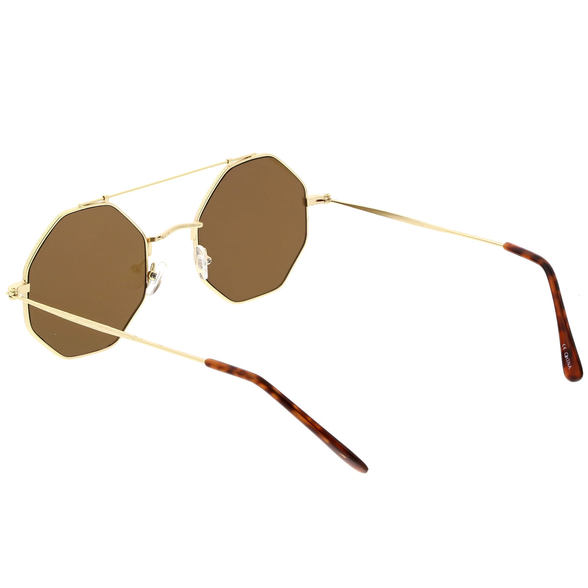 Retro Geometric Octagon Dapper Flat Lens Sunglasses C352