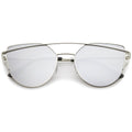 Premium Oversize Laser Cut Cat Eye Mirrored Flat Lens Sunglasses C358