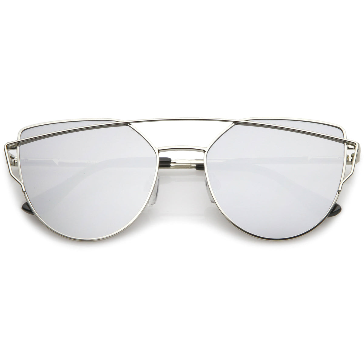 Premium Oversize Laser Cut Cat Eye Mirrored Flat Lens Sunglasses C358