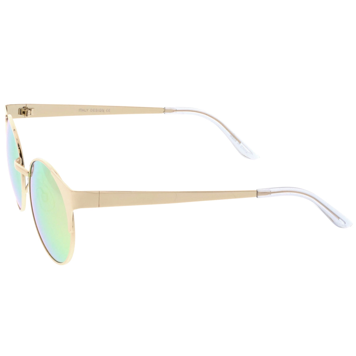 Premium Round Cat Eye  Half Frame Mirrored Flat Lens Sunglasses C359