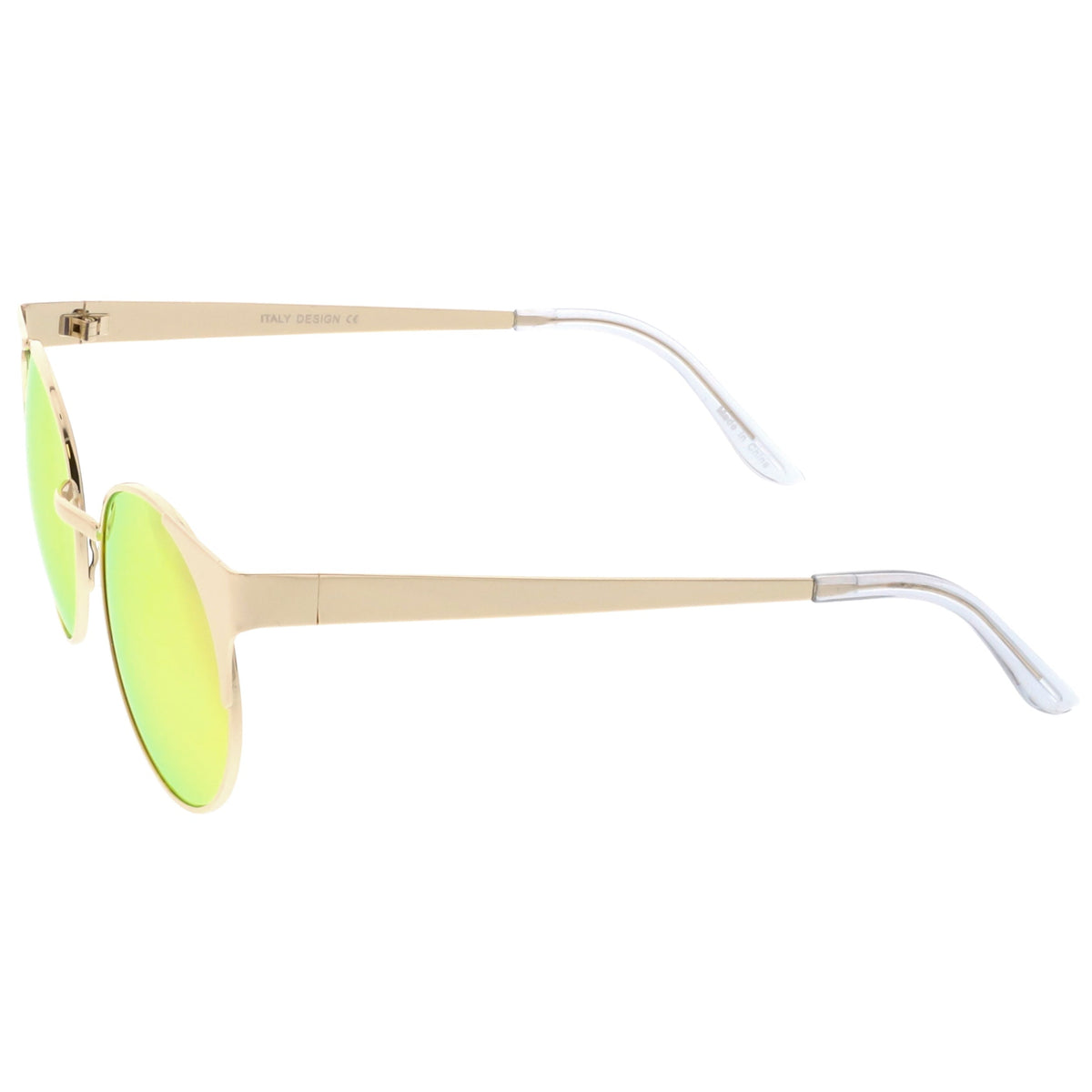 Premium Round Cat Eye  Half Frame Mirrored Flat Lens Sunglasses C359