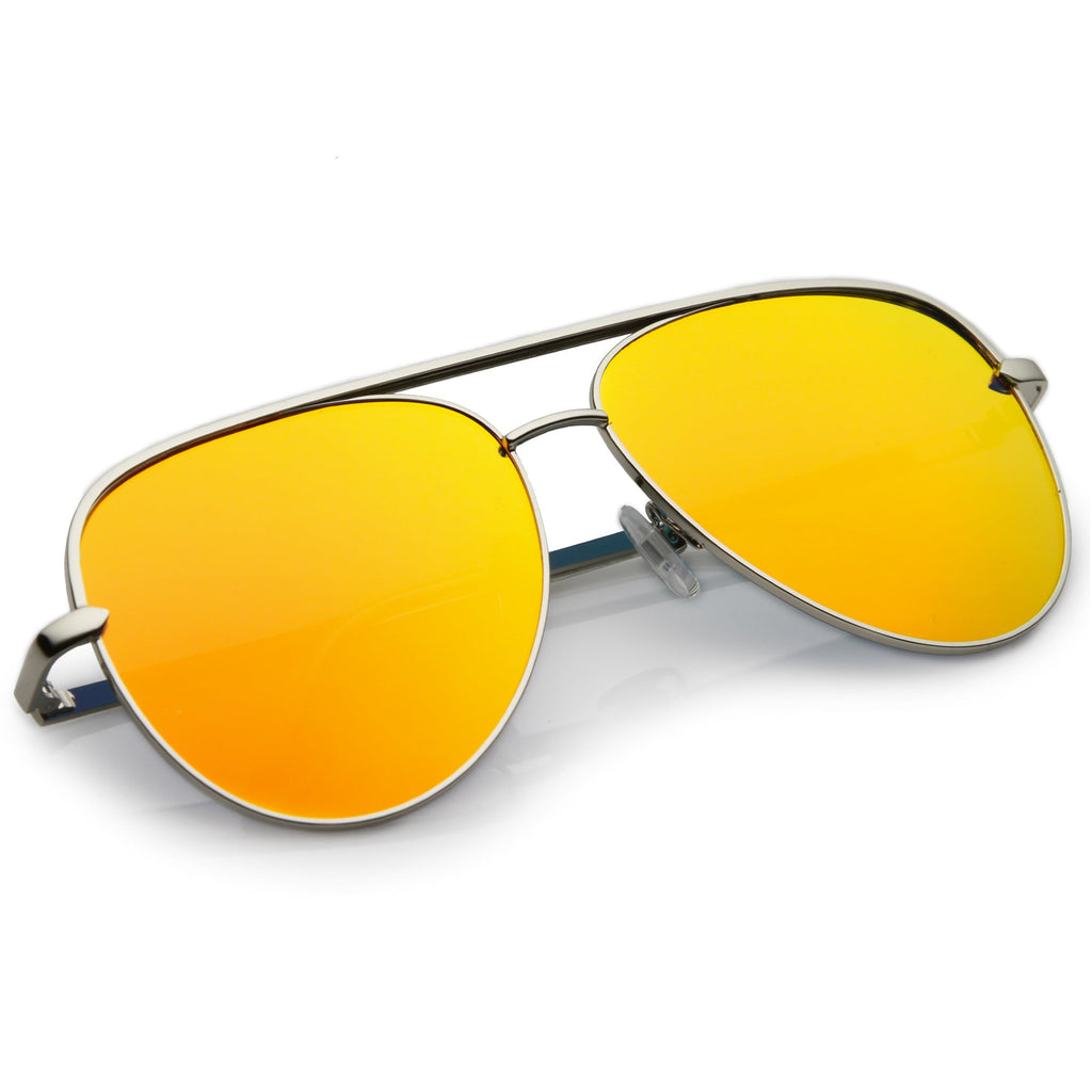 Premium Oversize Mirrored Flat Lens Aviator Sunglasses C361