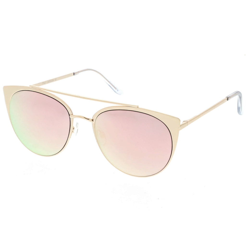Premium Laser Cut Half Frame Flat Mirrored Lens Sunglasses C364