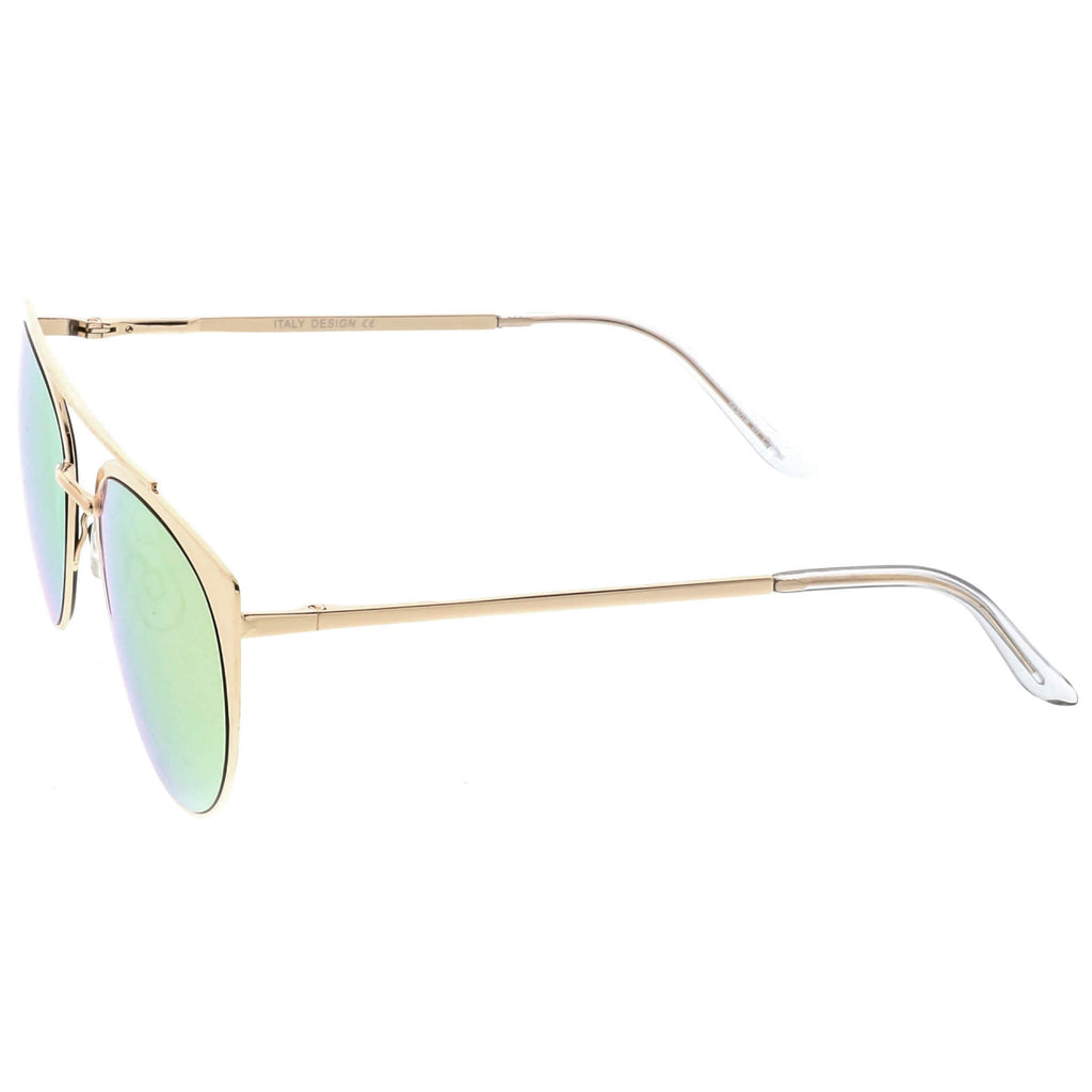 Premium Laser Cut Half Frame Flat Mirrored Lens Sunglasses C364