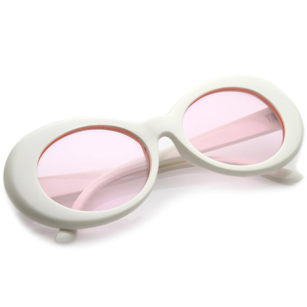 Women's Retro Disco Oval Clout Color Tone Lens Sunglasses 51mm C382