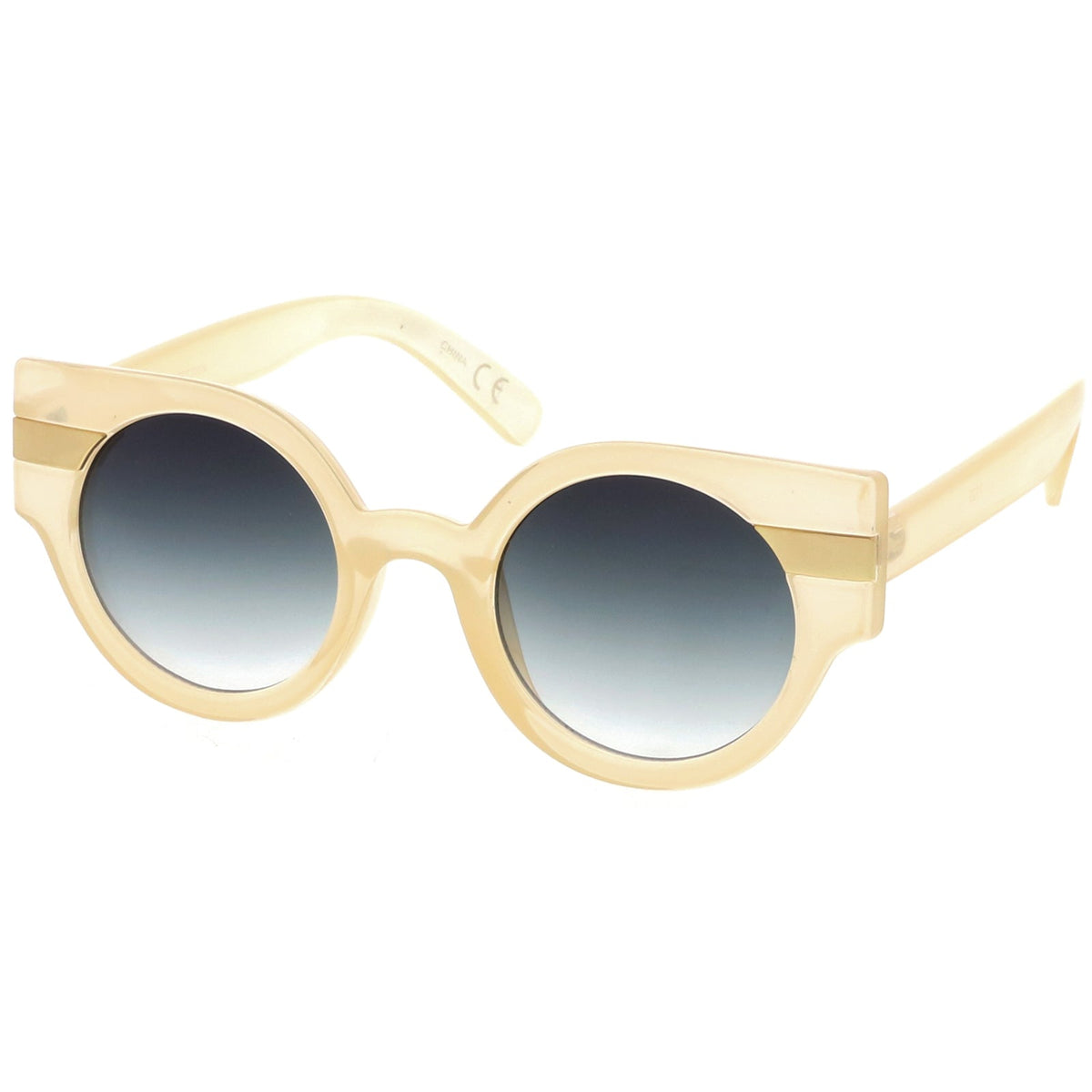 Retro Modern Pastel Round Wing Tip Sunglasses C390