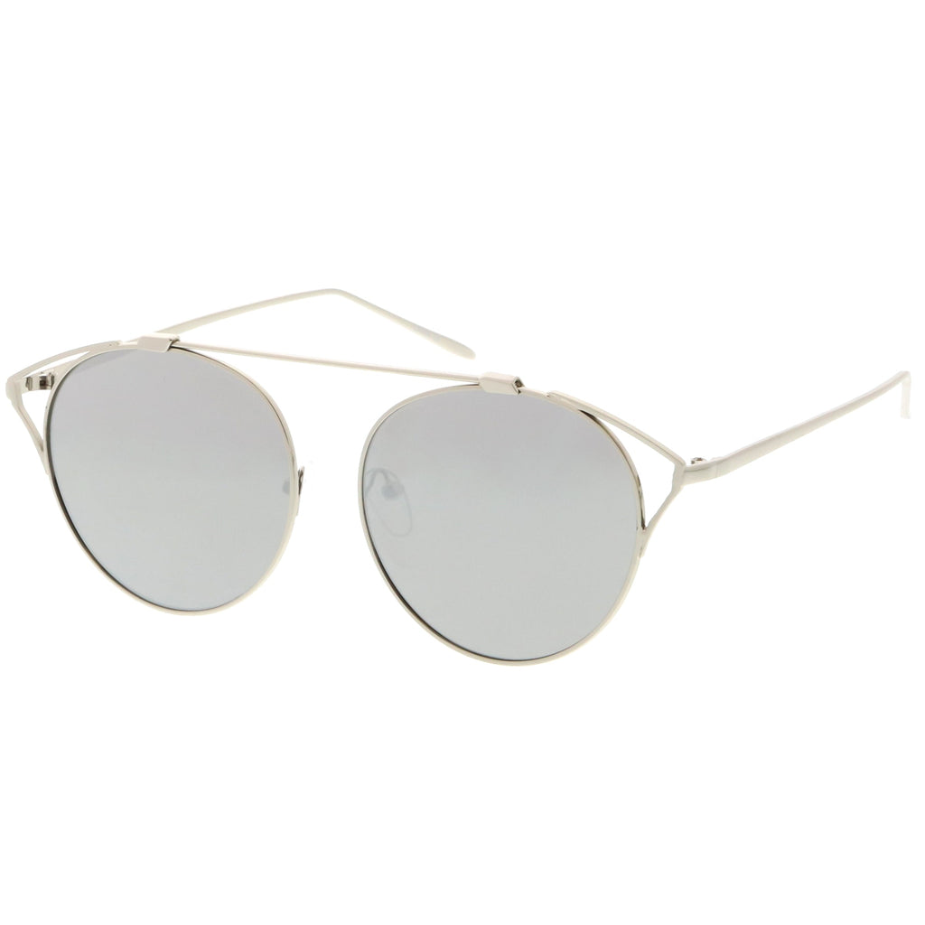 Retro Modern Round Wired Flat Lens Aviator Sunglasses C395