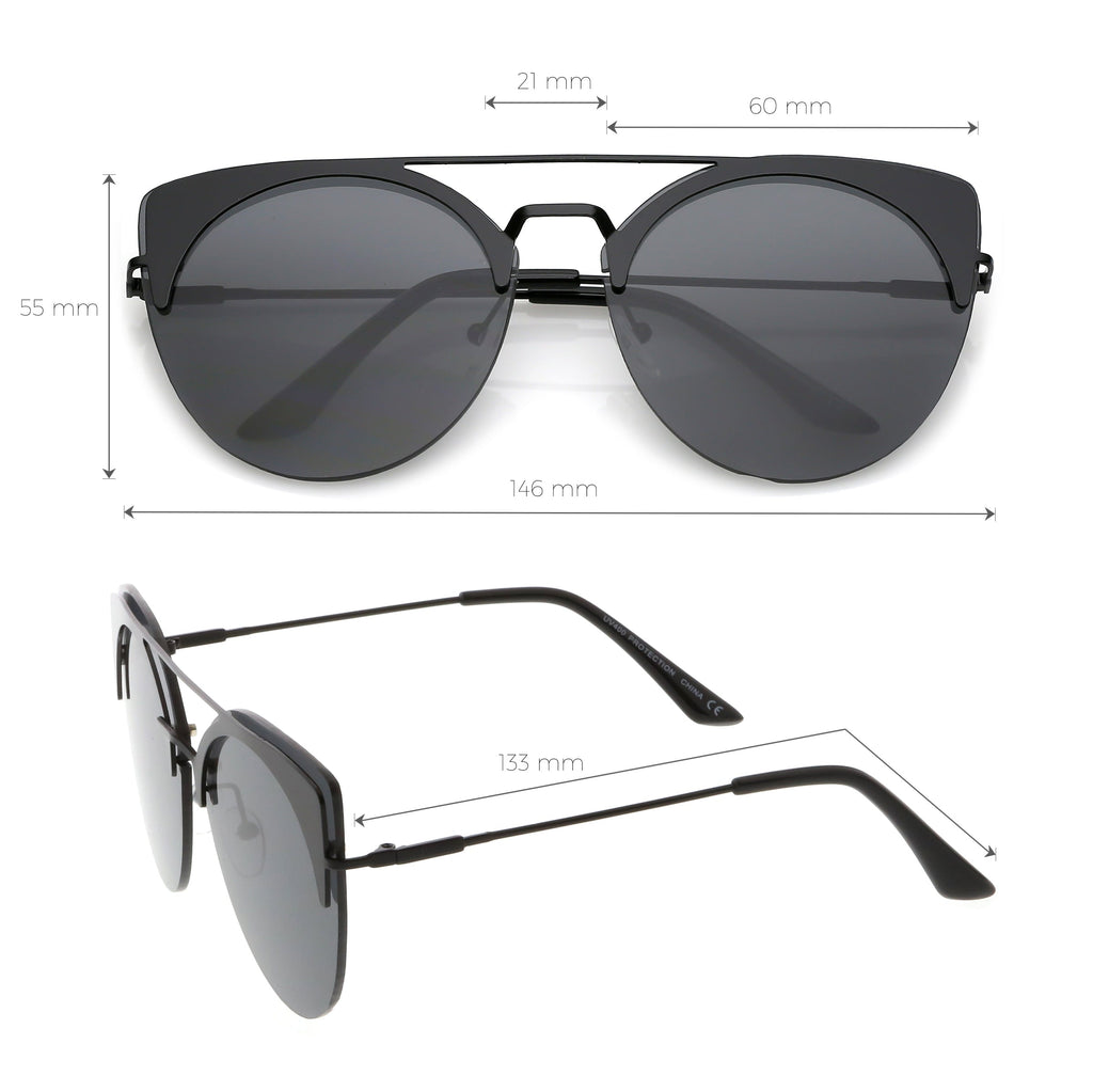 Retro Modern Oversize Mirrored Flat Lens Aviator Sunglasses C402
