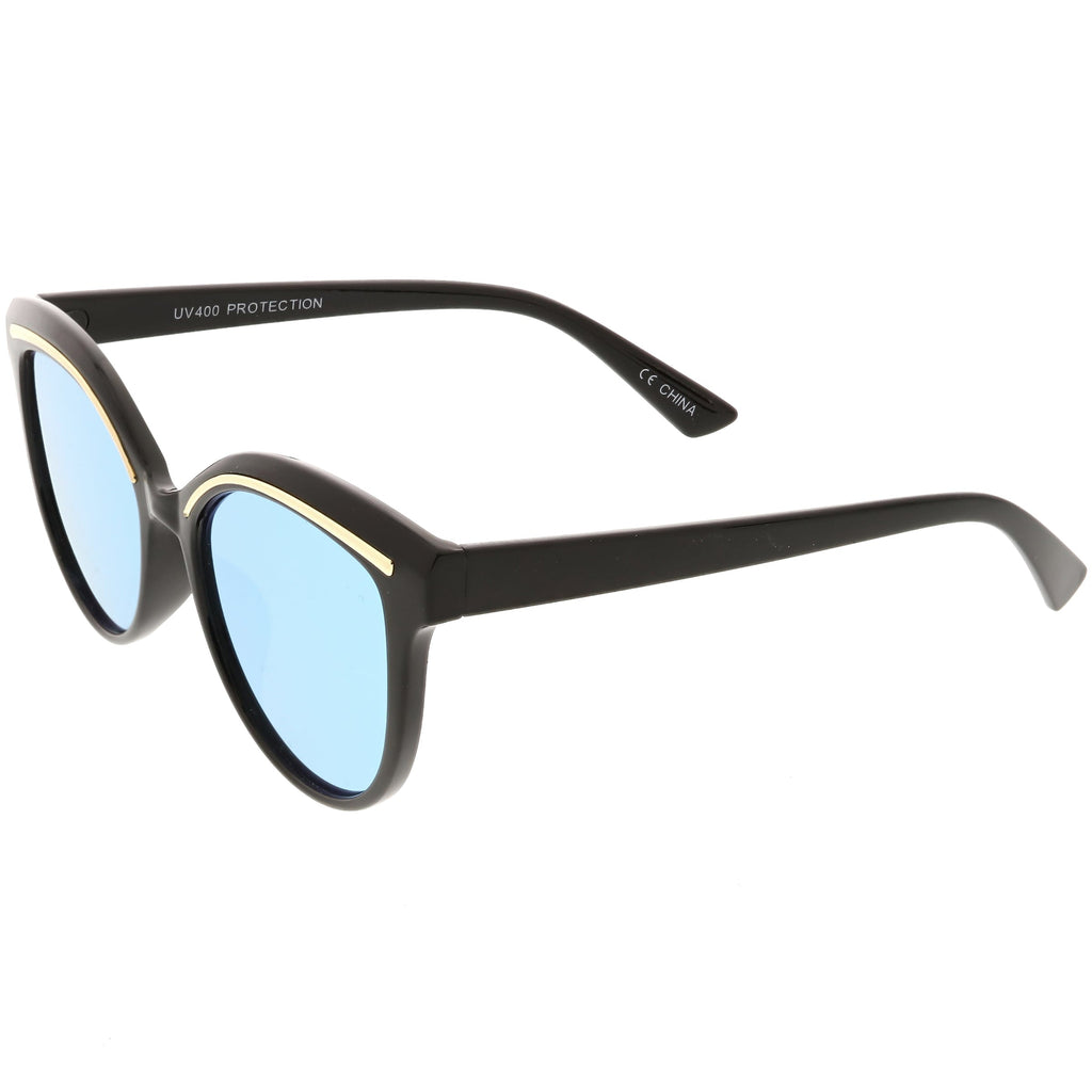 Retro Modern Brow Mirrored Flat Lens Cat Eye Sunglasses C420