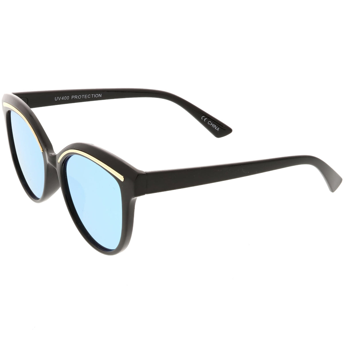 Retro Modern Brow Mirrored Flat Lens Cat Eye Sunglasses C420