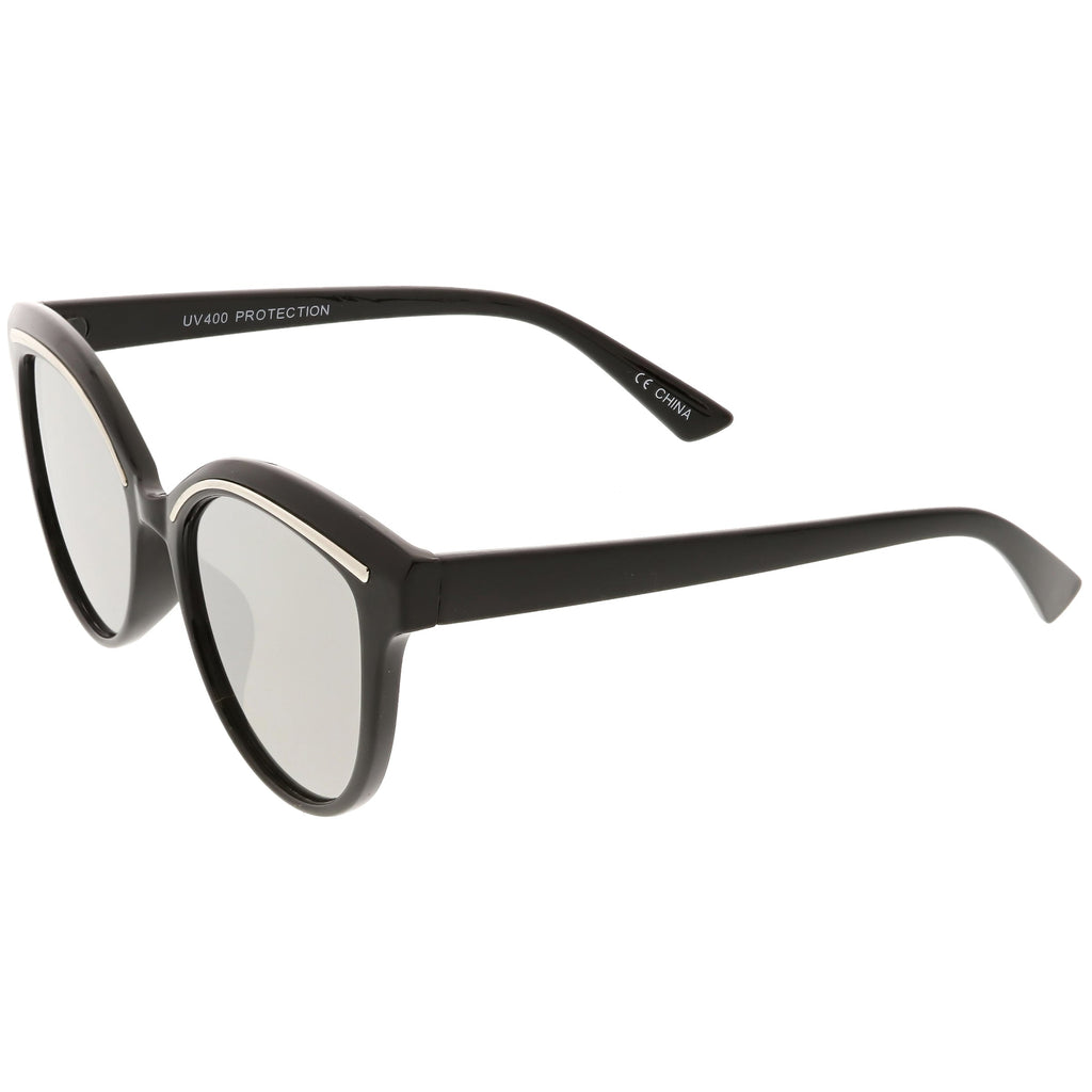 Retro Modern Brow Mirrored Flat Lens Cat Eye Sunglasses C420