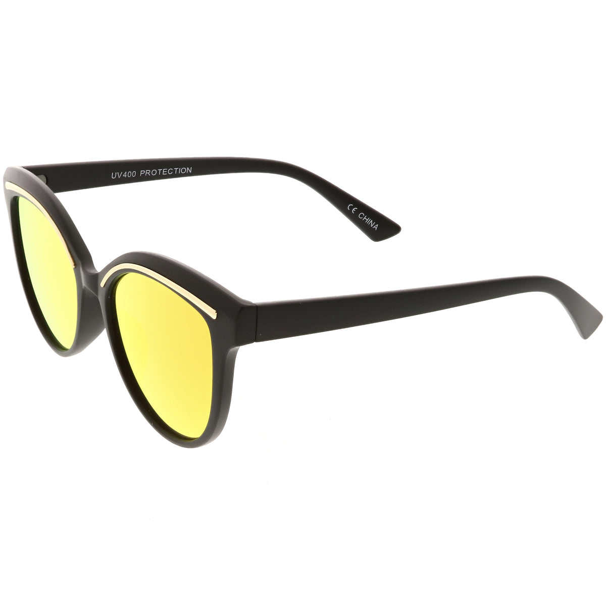 Retro Modern Brow Mirrored Flat Lens Cat Eye Sunglasses C420