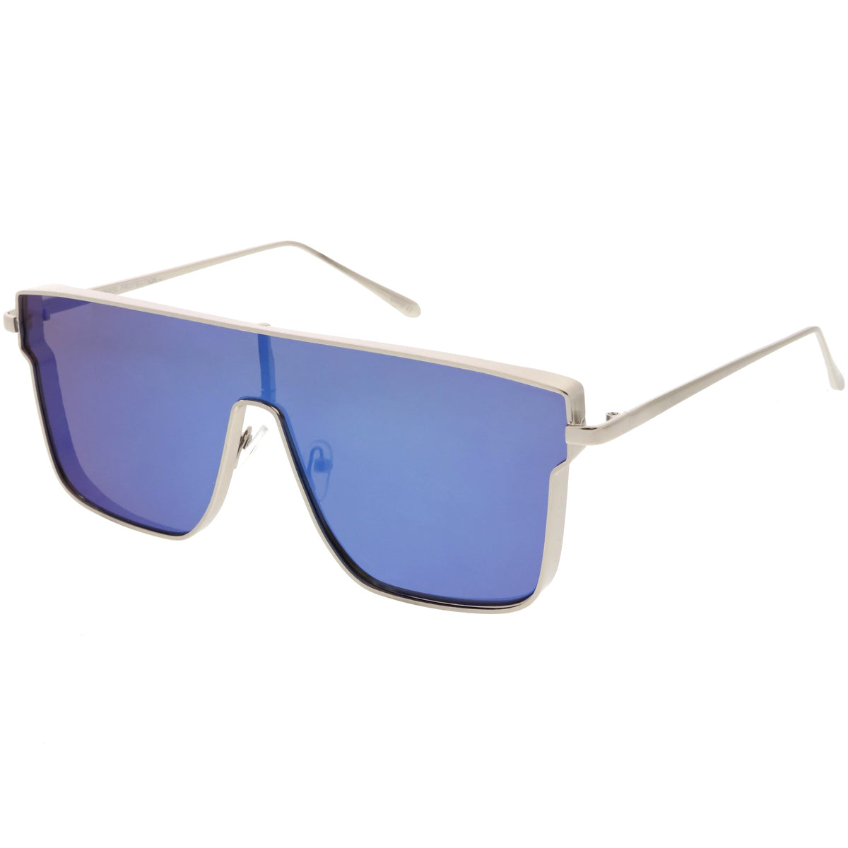 Retro Modern Flat Top Mirrored Lens Shield Aviator Sunglasses C421