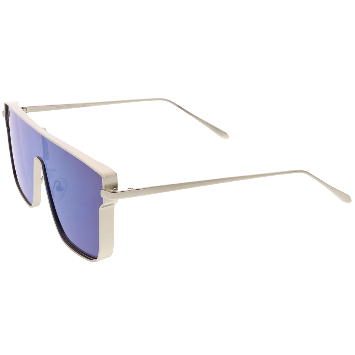 Retro Modern Flat Top Mirrored Lens Shield Aviator Sunglasses C421