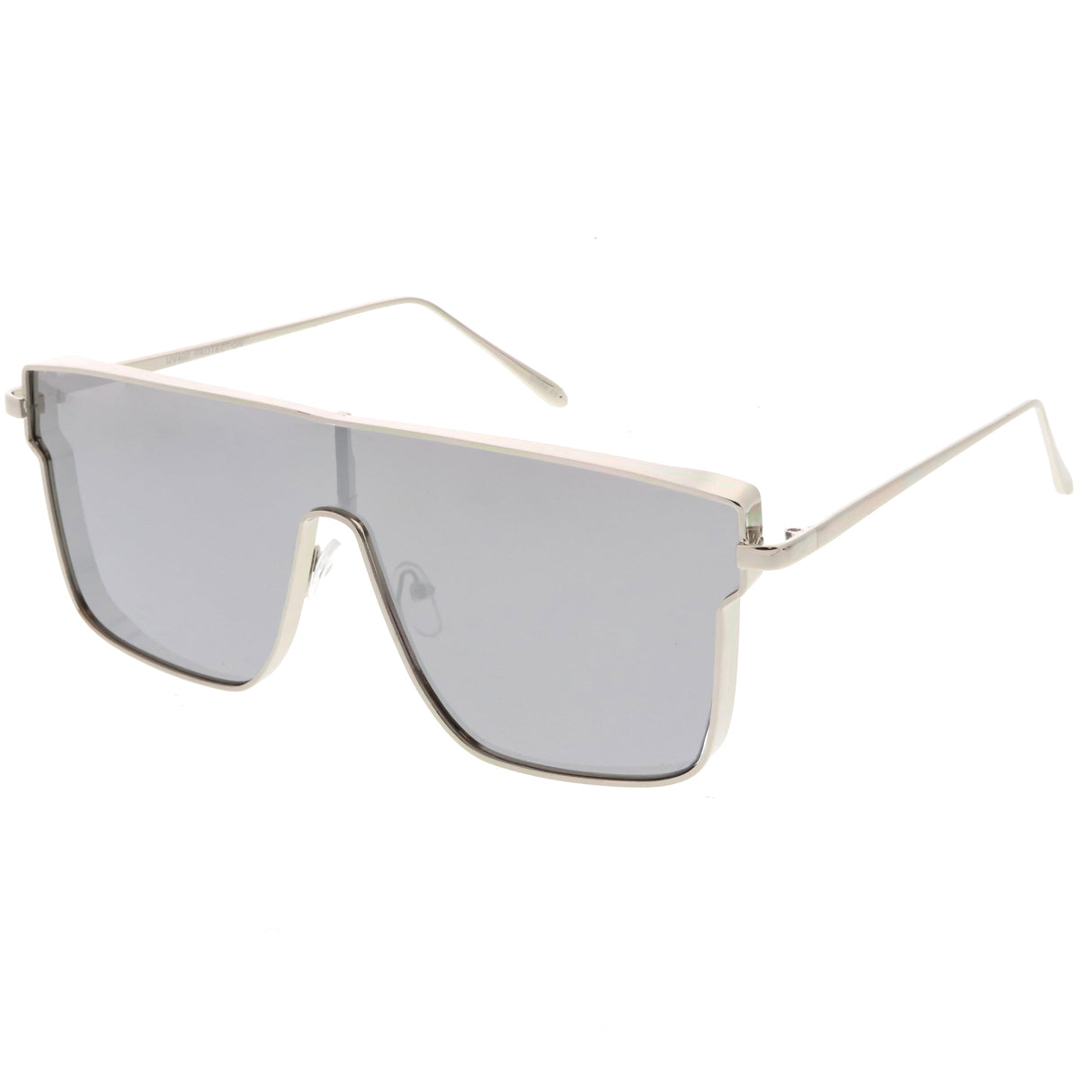 Retro Modern Flat Top Mirrored Lens Shield Aviator Sunglasses C421