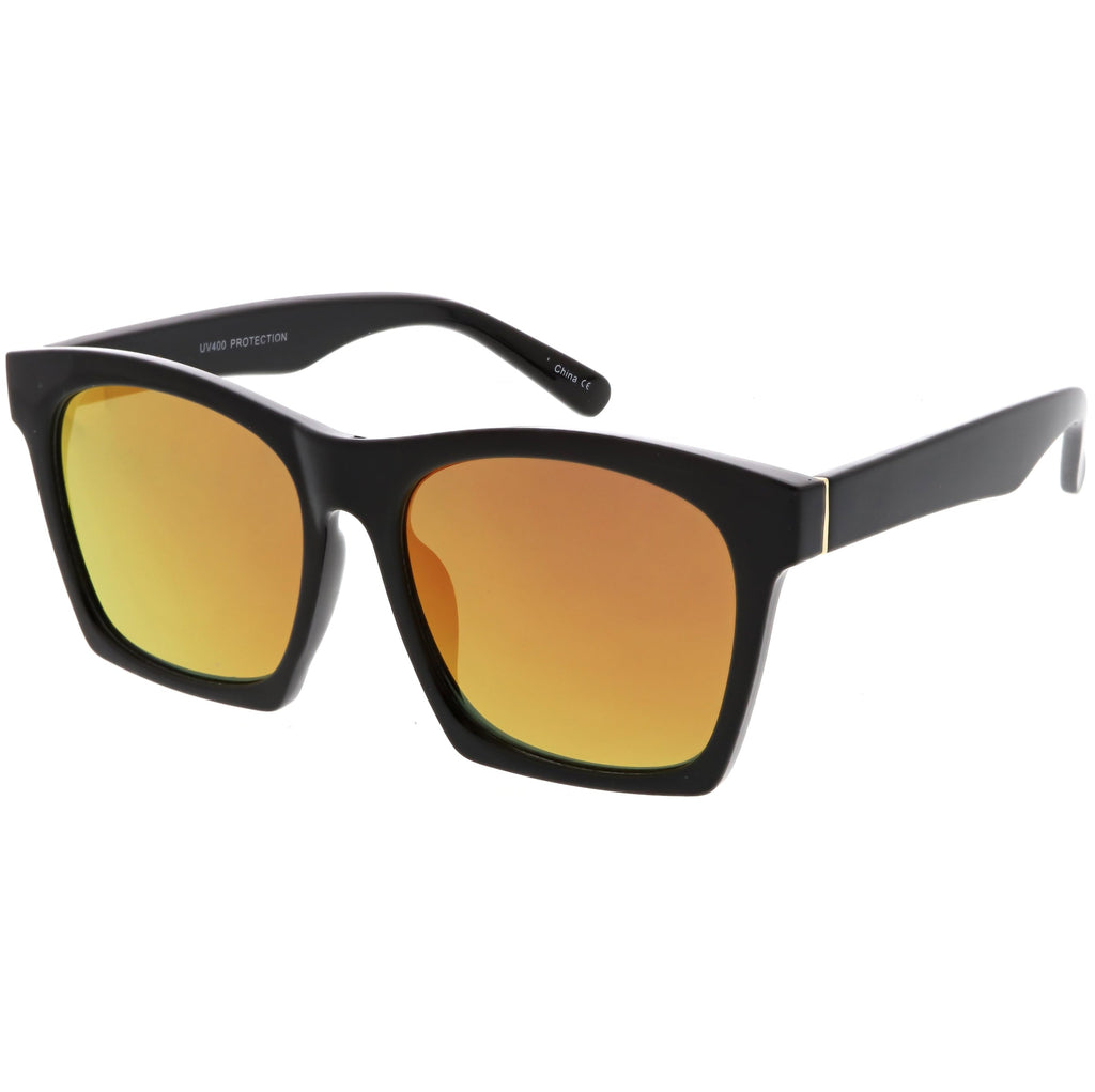 Modern Horned Rim Block Frame Flat Lens Sunglasses C425