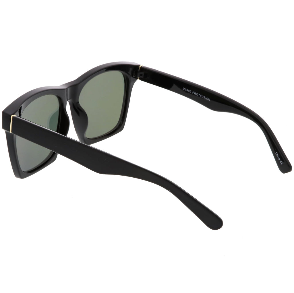 Modern Horned Rim Block Frame Flat Lens Sunglasses C425