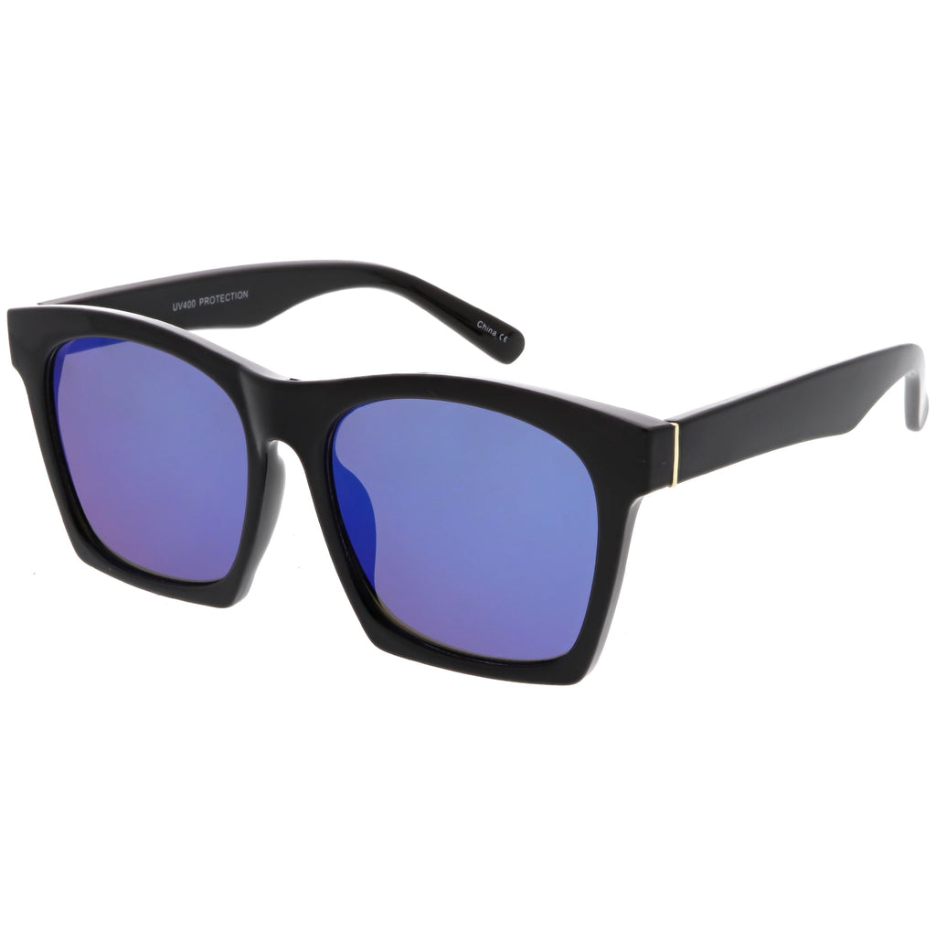 Modern Horned Rim Block Frame Flat Lens Sunglasses C425
