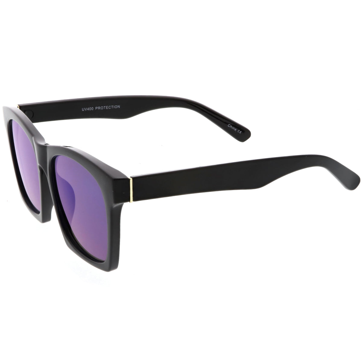 Modern Horned Rim Block Frame Flat Lens Sunglasses C425