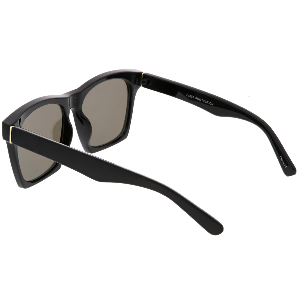 Modern Horned Rim Block Frame Flat Lens Sunglasses C425