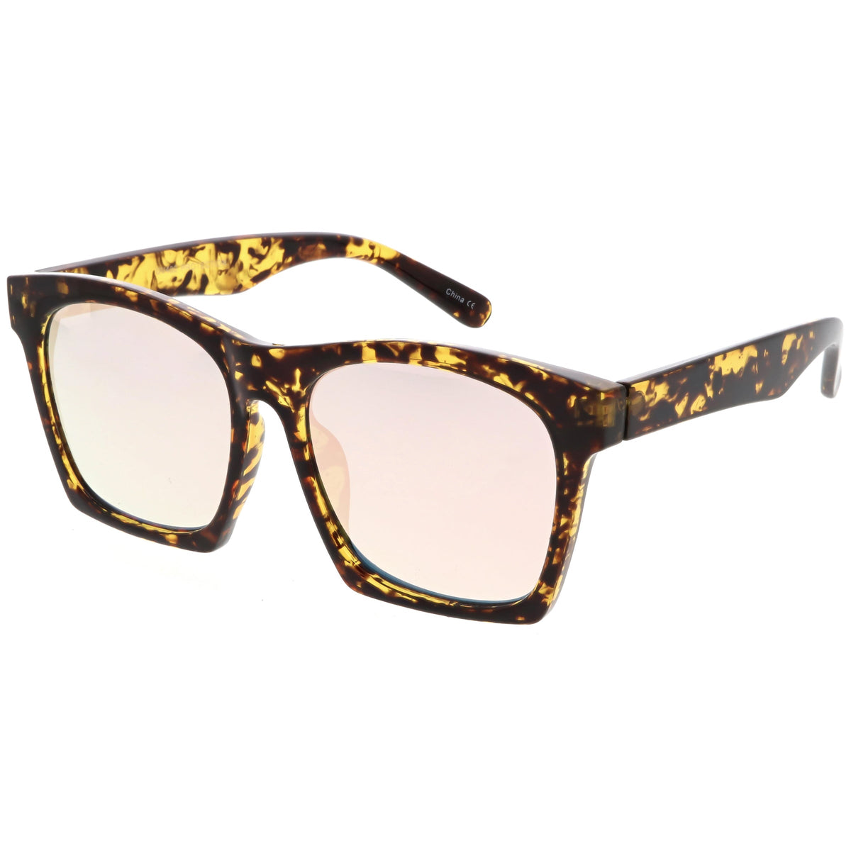 Modern Horned Rim Block Frame Flat Lens Sunglasses C425