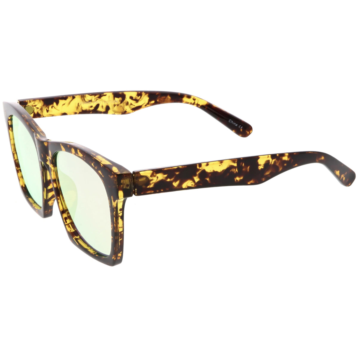 Modern Horned Rim Block Frame Flat Lens Sunglasses C425