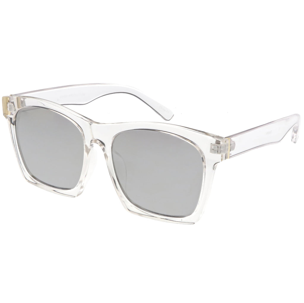 Modern Horned Rim Block Frame Flat Lens Sunglasses C425