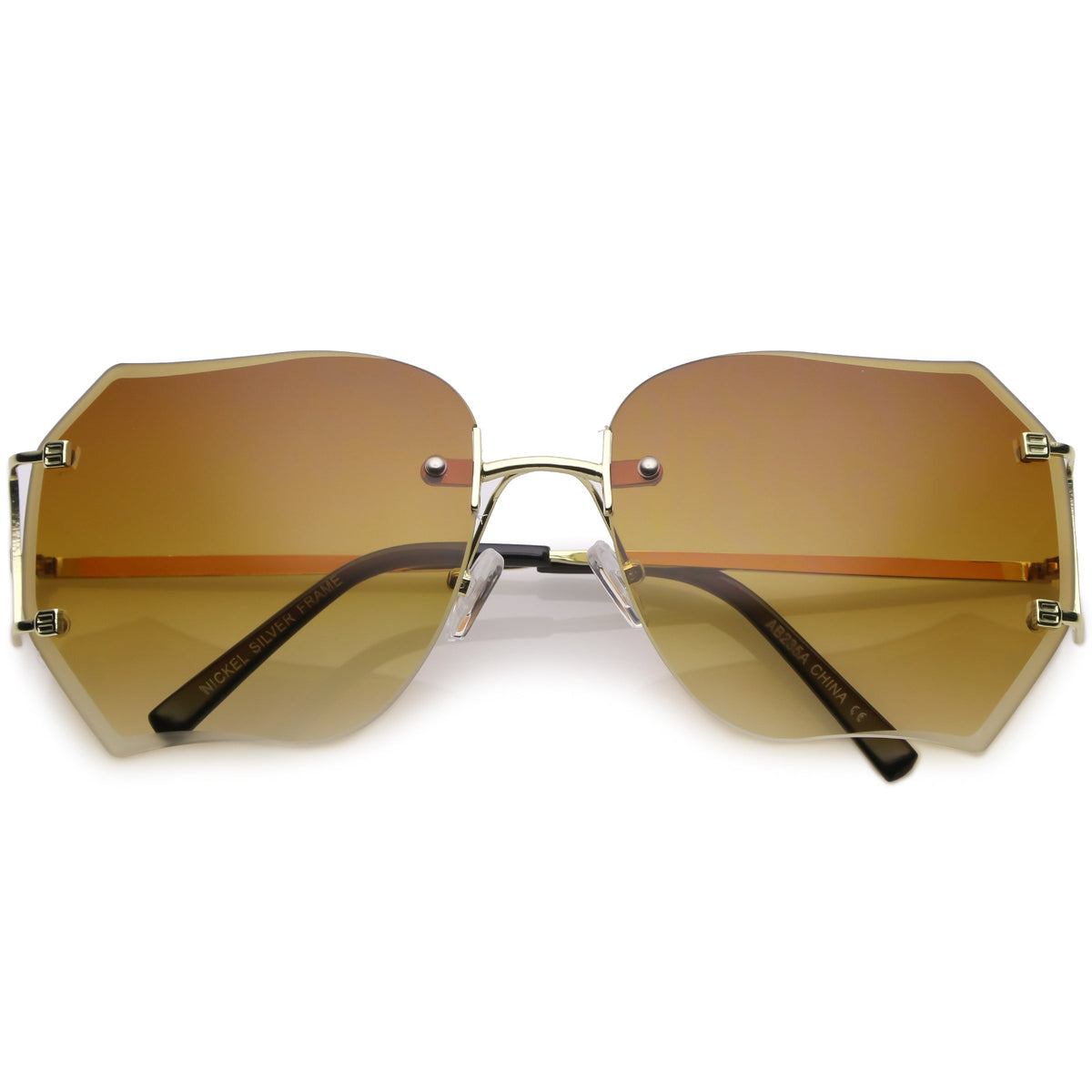 Oversize Full Rimless Beveled Gradient Lens Square Sunglasses C434