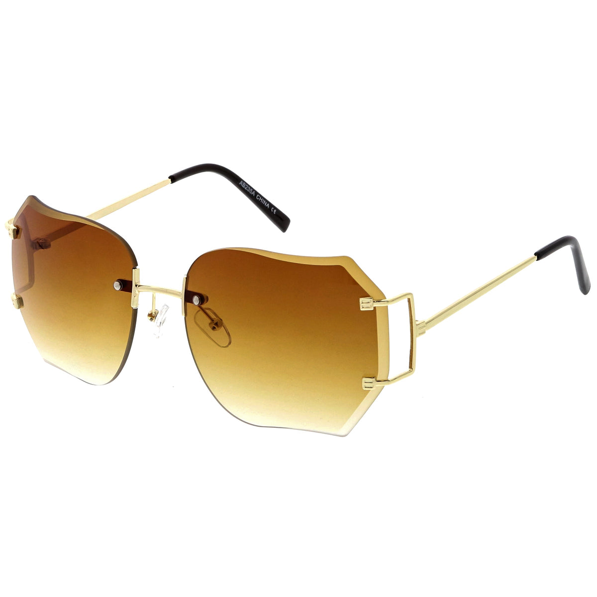 Oversize Full Rimless Beveled Gradient Lens Square Sunglasses C434